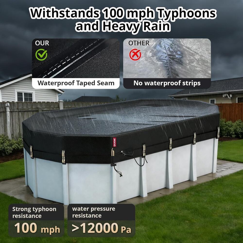 QH.HOME Winter Oval Pool Cover for 12x20 Ft Steel Wall Oval Pool, [2025 Upgrade - Picture 4 of 7